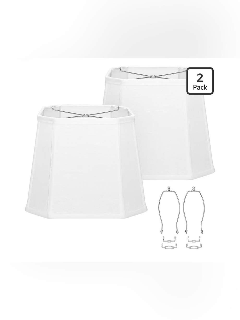 White Lamp Shades Set of 2, 10.5" x 10"x 13" Rectangle Cut Corner